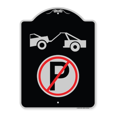 No Parking Tow Away Zone Symbol Heavy-Gauge Aluminum Architectural Sign